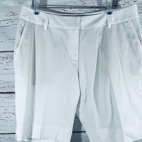 Adidas Shorts Womens Size 16 Plus Clima Lite Flat Front Bermuda White Split Hem - Picture 8 of 12